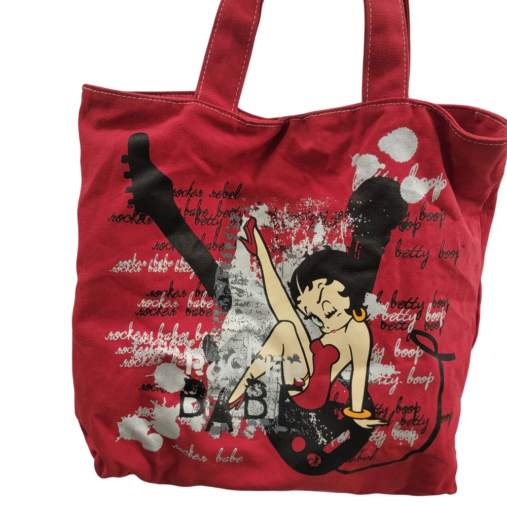 Betty Boop Rocker Babe Red Canvas Tote Bag 2008 Starpoint Y2K‎ Vintage Style